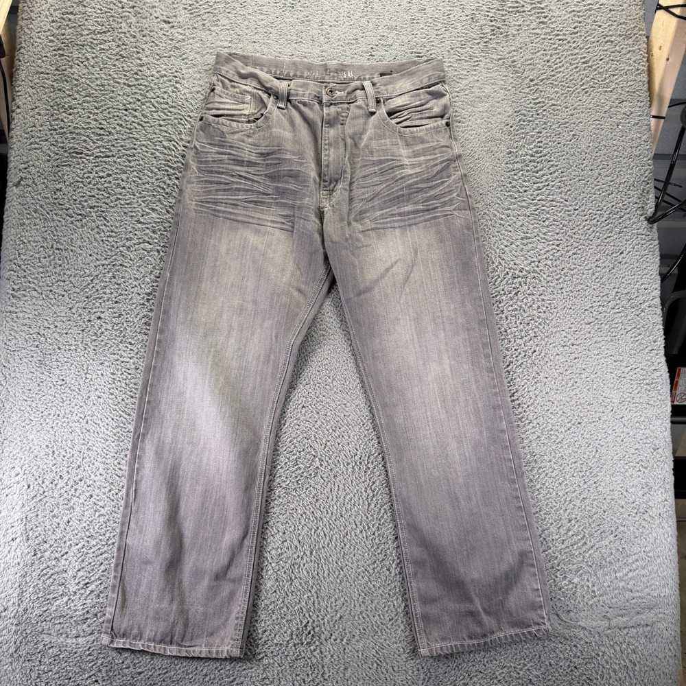 Vintage PJ Mark Jeans Mens 36x31 Gray Cotton Denim Straight Leg Whiskered Baggy